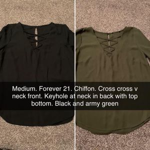 Forever 21 chiffon cross cross long sleeve tops
